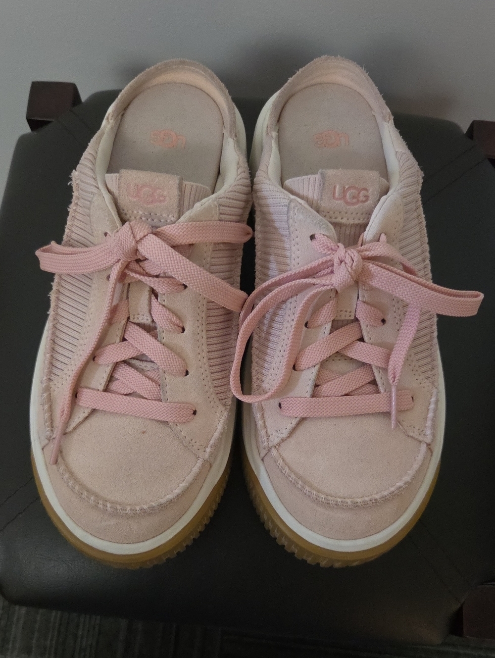 UGG Women’s Pink Suede & Textile Lace-Up Sneakers